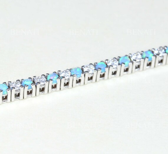 Opal Bracelet Tennis Bracelet Opal and Diamond Stones 2.5 CT