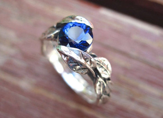 Sapphire cheap leaf ring
