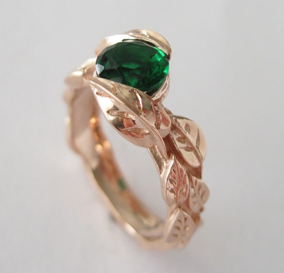 Three-Stone Emerald Green Engagement Ring from Black Diamonds New York