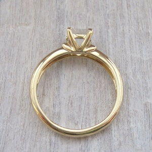 Rose Gold Moonstone Engagement Ring, Rose Gold Antique Moonstone Ring, Princess Cut Moonstone Promise Ring, Rainbow Moonstone Vintage Ring image 3