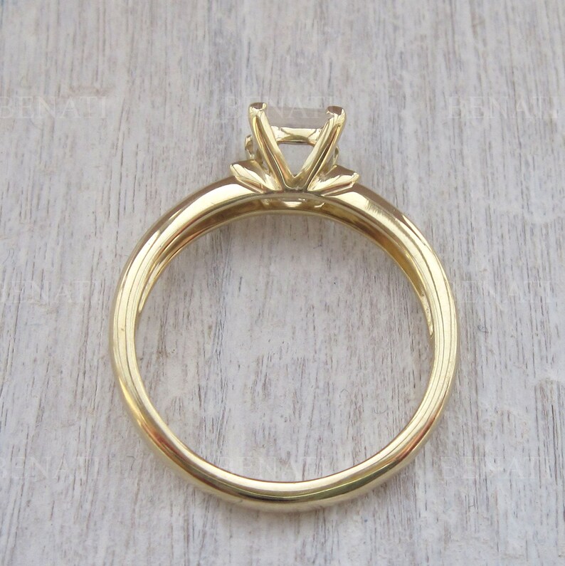 Rose Gold Moonstone Engagement Ring, Rose Gold Antique Moonstone Ring, Princess Cut Moonstone Promise Ring, Rainbow Moonstone Vintage Ring image 3