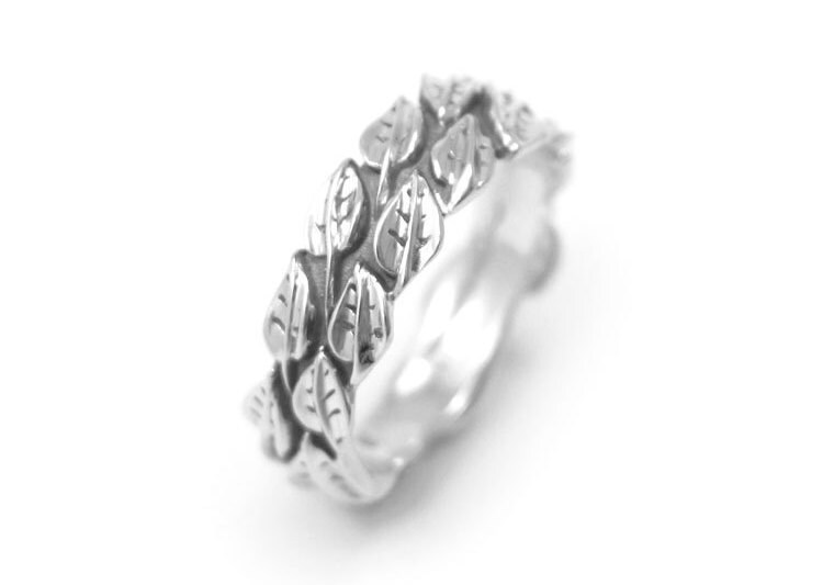 Leaf Wedding Ring Leaf Ring White Gold Leaves Wedding Band Etsy