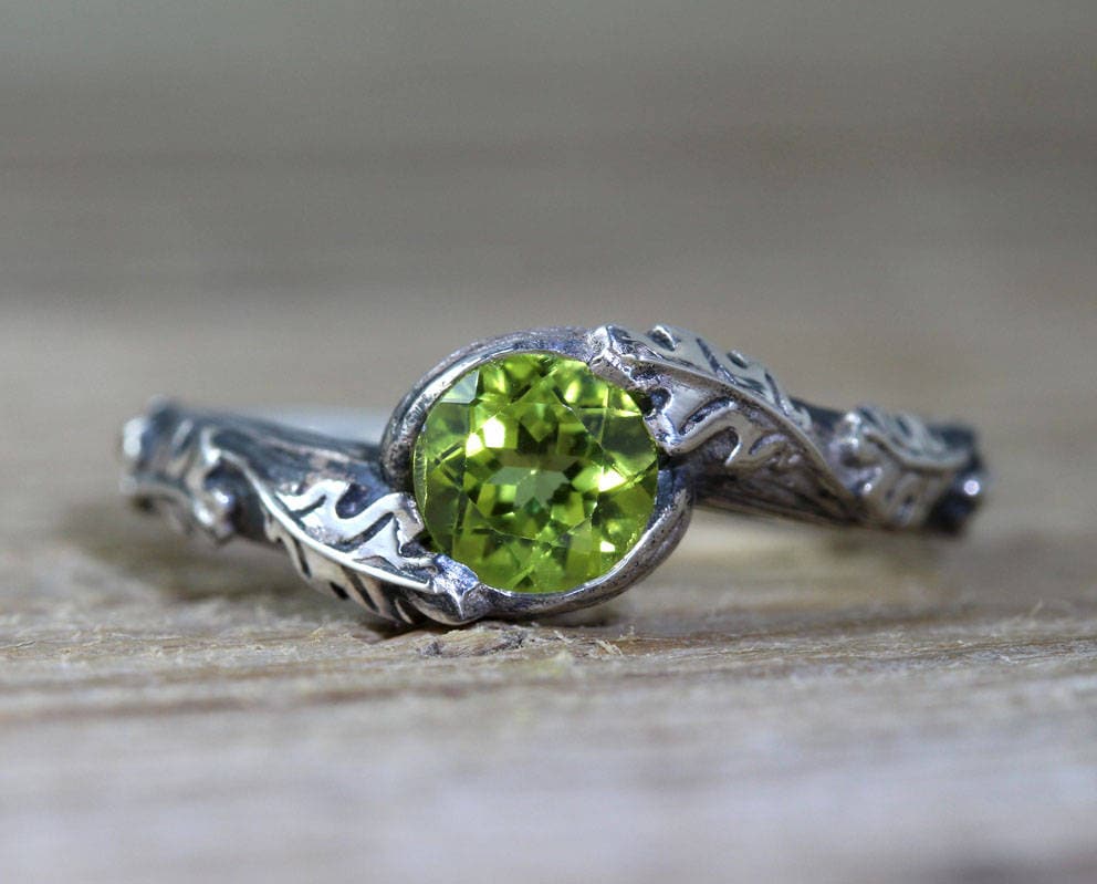 Peridot leaf ring sale