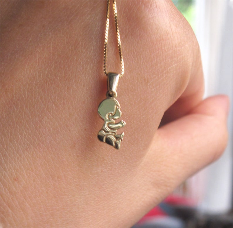 Adorable baby boy pendant In solid 14k 585 yellow gold Etsy