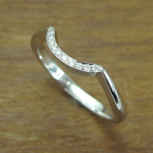 Diamond Wave Wedding Band: 14k Gold Matching Ring Set image 3