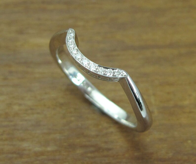 Diamond Wave Wedding Band: 14k Gold Matching Ring Set image 3