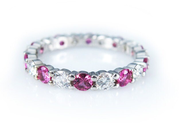 Pink sapphire eternity ring white cheap gold