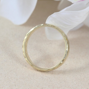 Hammered Gold Wedding Band, 4mm Mens Wedding Band, 18k Yellow Gold Hammered Wedding Ring, Mens Hammered Ring, Mens Wedding Ring, Rustic Ring image 5