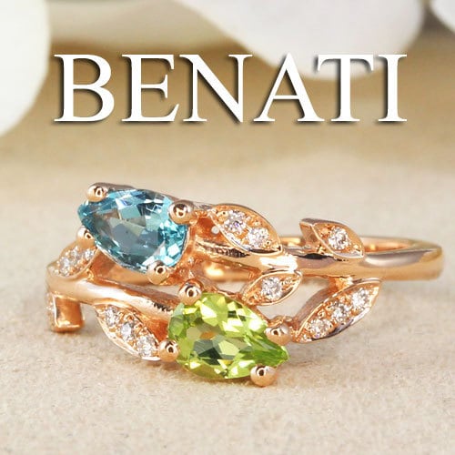 Bague Feuille En Or Jaune 14K Avec Pierre De Lune Arc-en-Ciel Et Diamants - Taille 7 - Neuf