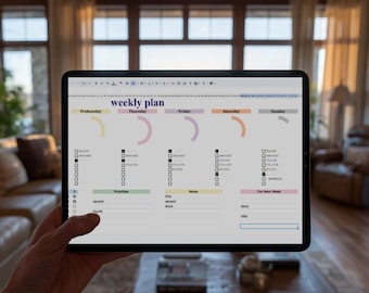 Lista de tareas semanales imprimible / Editable digitalmente, Sin fecha / Descarga instantánea / Compatible con GoodNotes / Para autónomos y estudiantes