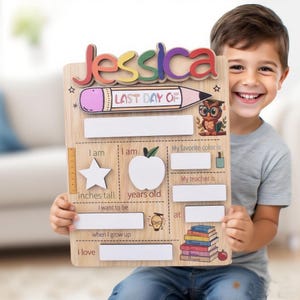 Personalized First Day School Sign, Back to School Sign, Kindergarten 1st And Last Day of School Sign, Pre-K First Day School Wooden Sign