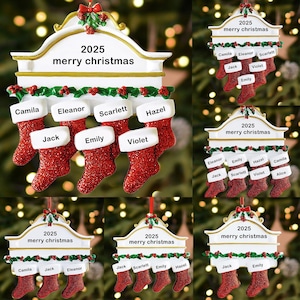 Personalized Fire Pit Family Of 5 Christmas Ornament • Custom Family of Five Decorations • Grandchildren Names, Friends, Grandkids Ornament