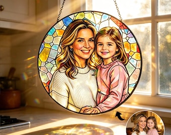 Personalisierter Fotoglas Lichtfänger, Balkon Garten Deko, Geschenk für Oma, Muttertagsgeschenk, Einzugsgeschenk