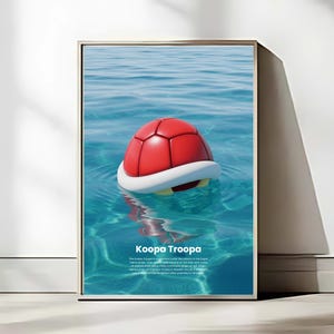 Mario Schildkrötenpanzer Digitaler Kunstdruck | Poster Koopa Troopa Rote Muschel | Super Mario Bros Wanddekor | Spielzimmer Kunst