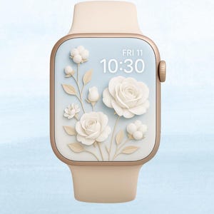Elegant Apple Watch Wallpaper | Aesthetic Smartwatch Face | Minimal iWatch Background | 3D Floral Watch Face | Digital Download PNG
