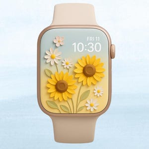 Elegant Apple Watch Wallpaper | Aesthetic Smartwatch Face | Minimal iWatch Background | 3D Floral Watch Face | Digital Download PNG