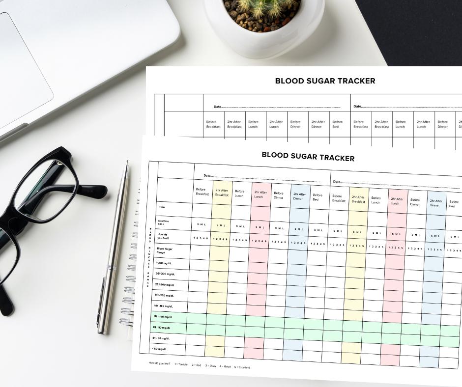 Blood Sugar Tracker Printable | Daily Glucose Log, Meal & Mood Chart ...