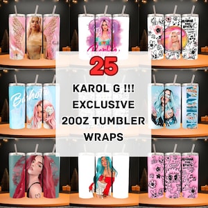 Karol G Bichota Tumbler Wrap Bundle: 25+ PNG Designs (20oz Skinny Tumblers, Digital Download