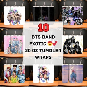 10 Exotic BTS Tumbler Wraps | 20oz Skinny | BTS Sublimation Tumbler | K-Pop Fan Art | BTS Army tumbler wraps |Pop singer tumbler png digital