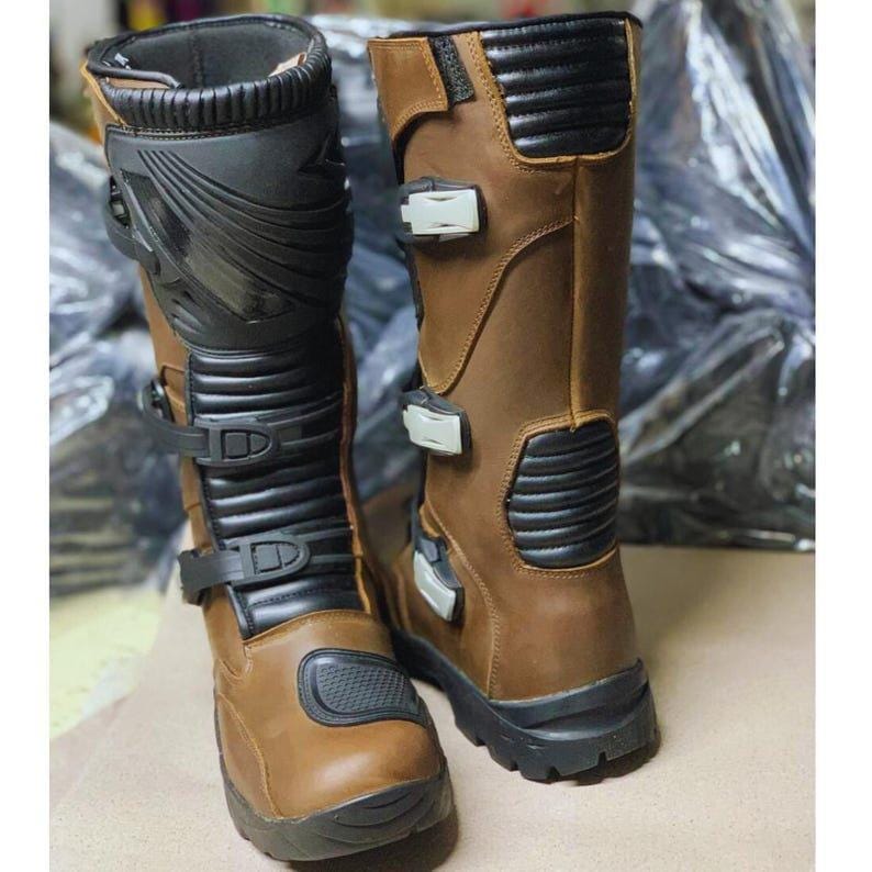 Adventure Motorcycle Motorbike Leather Boots