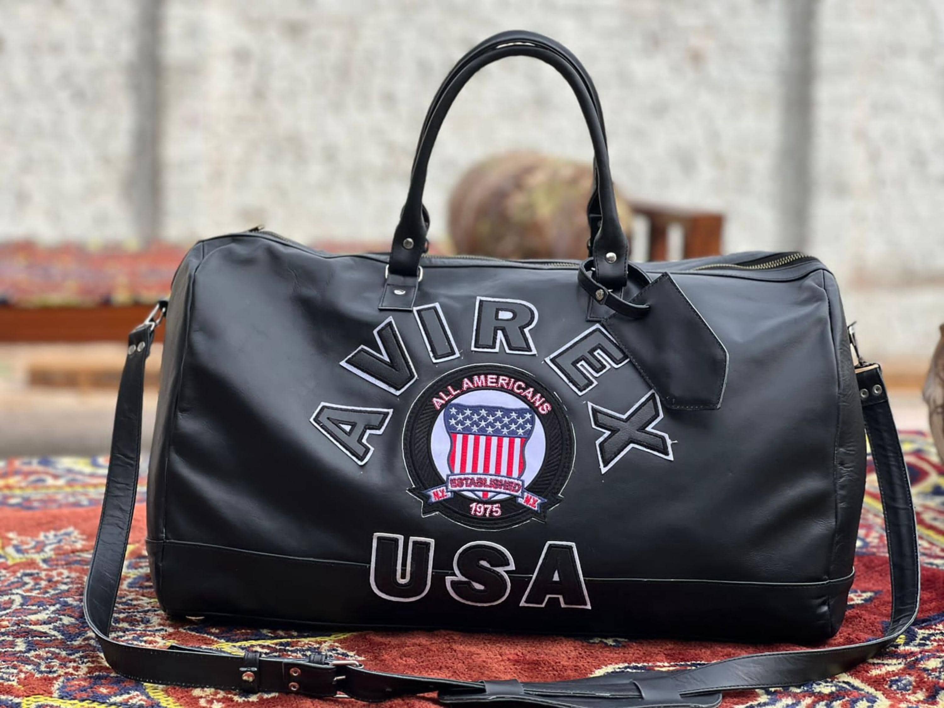 ◇激レア 非売品◇ AVIREX トートバッグ ビジネスバッグ レザー A4可 直営店限定》VARSITY LEATHER MINI TOTE BAG / バーシティー