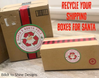 Santa's North Pole Box Recycle Tags---Instant Download---Reuse Shipping Boxes---Santa's Helper---Help Santa Save the Planet