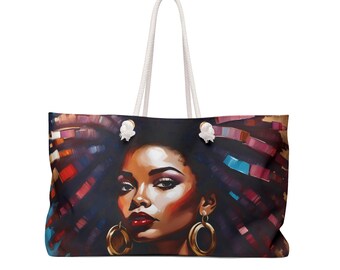 Four Styles Bold Afro Art Weekender Bag: Bohemian Travel Tote