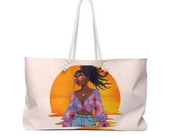 Afrocentric Sunset Weekender Bag: Stylish Travel Tote