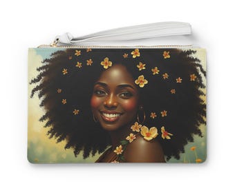 Four Styles Afro Queen Clutch Bag: Polyurethane Leather Makeup Bag