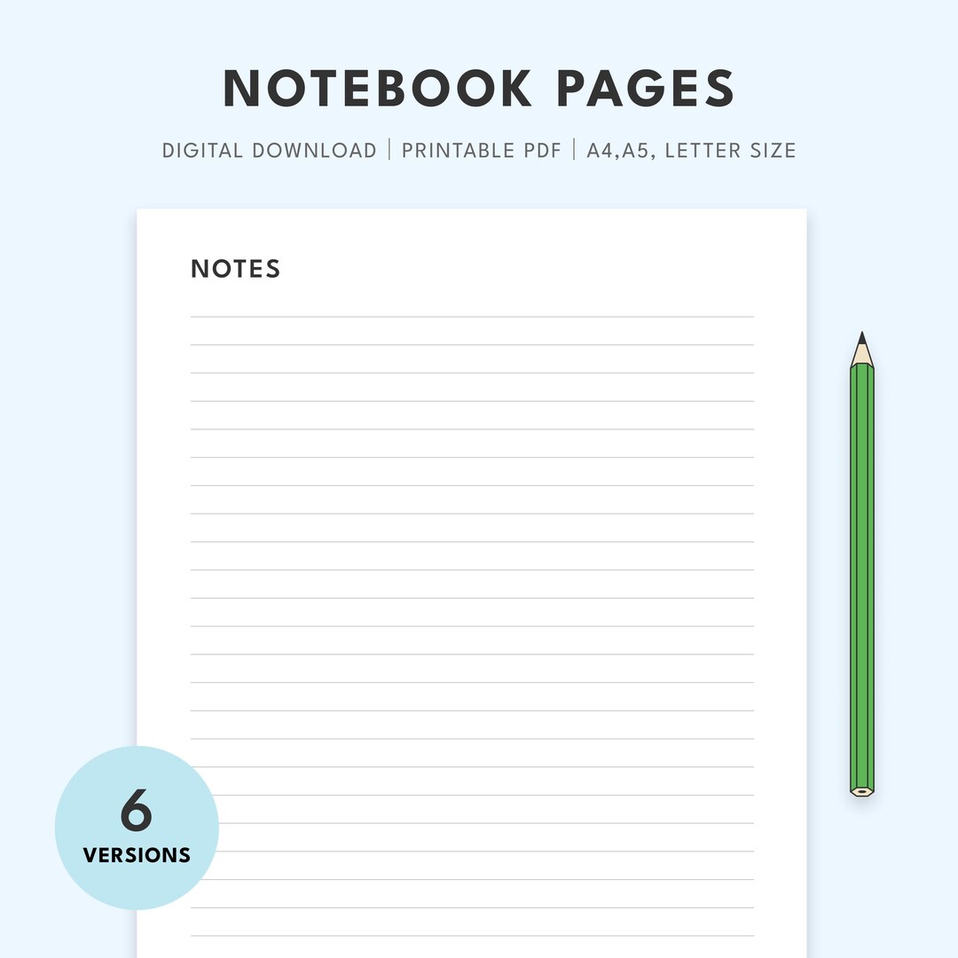 A3 Note Sheets Printable Note Pages, Lined Note Templates, Note Taking Templates ...