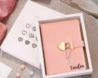 Personalized Diary For Girls, Leather Journal With Lock And Key, Secret Notebook For Journaling, Gifts For Daughter, Nice Gift With Gift Box