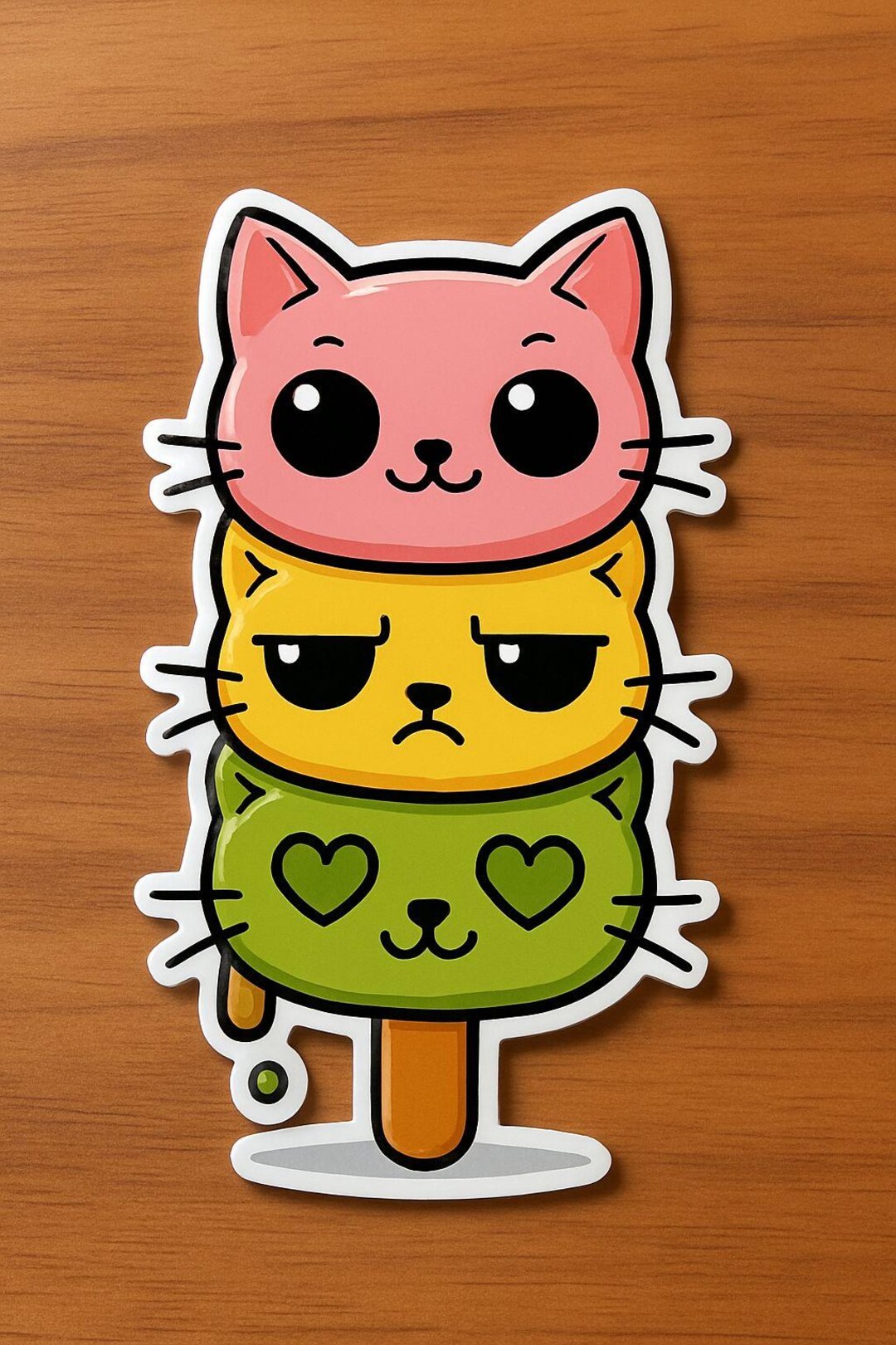 Kawaii Cat Dango DIGITAL ART Sticker | Cute Food Vinyl Sticker With ...