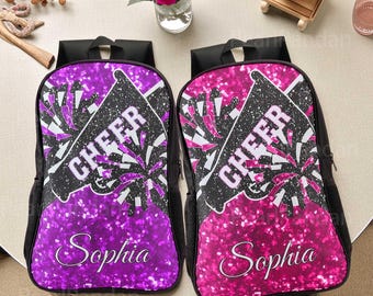パーソナライズされたチアバックパック - カスタムネームシルバー