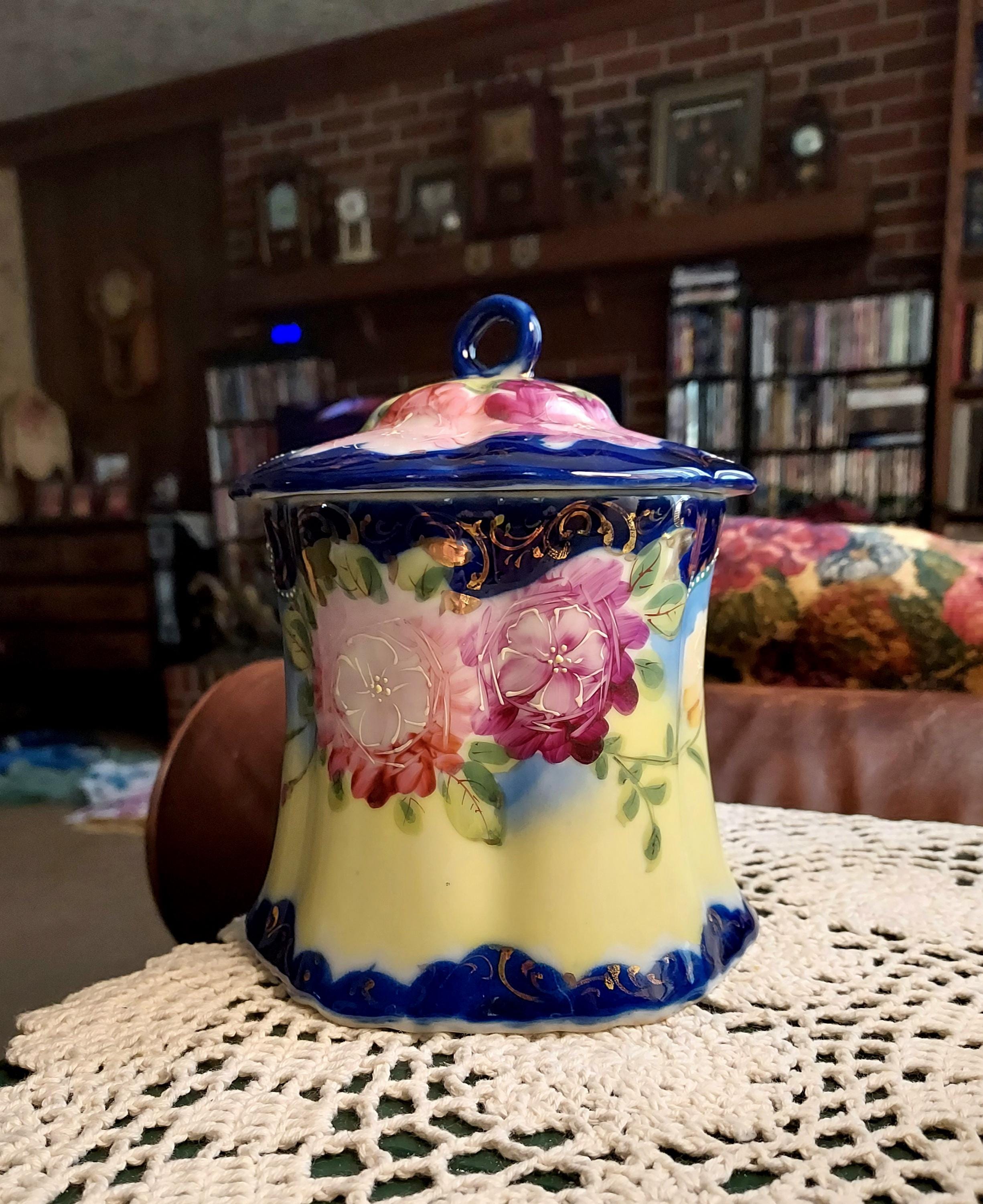 Antique Cobalt Blue Biscuit Jar - Etsy