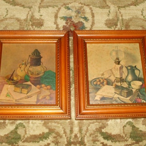 Vintage Framed Prints Rustic Shabby Country Primitive Decor Wood Frames