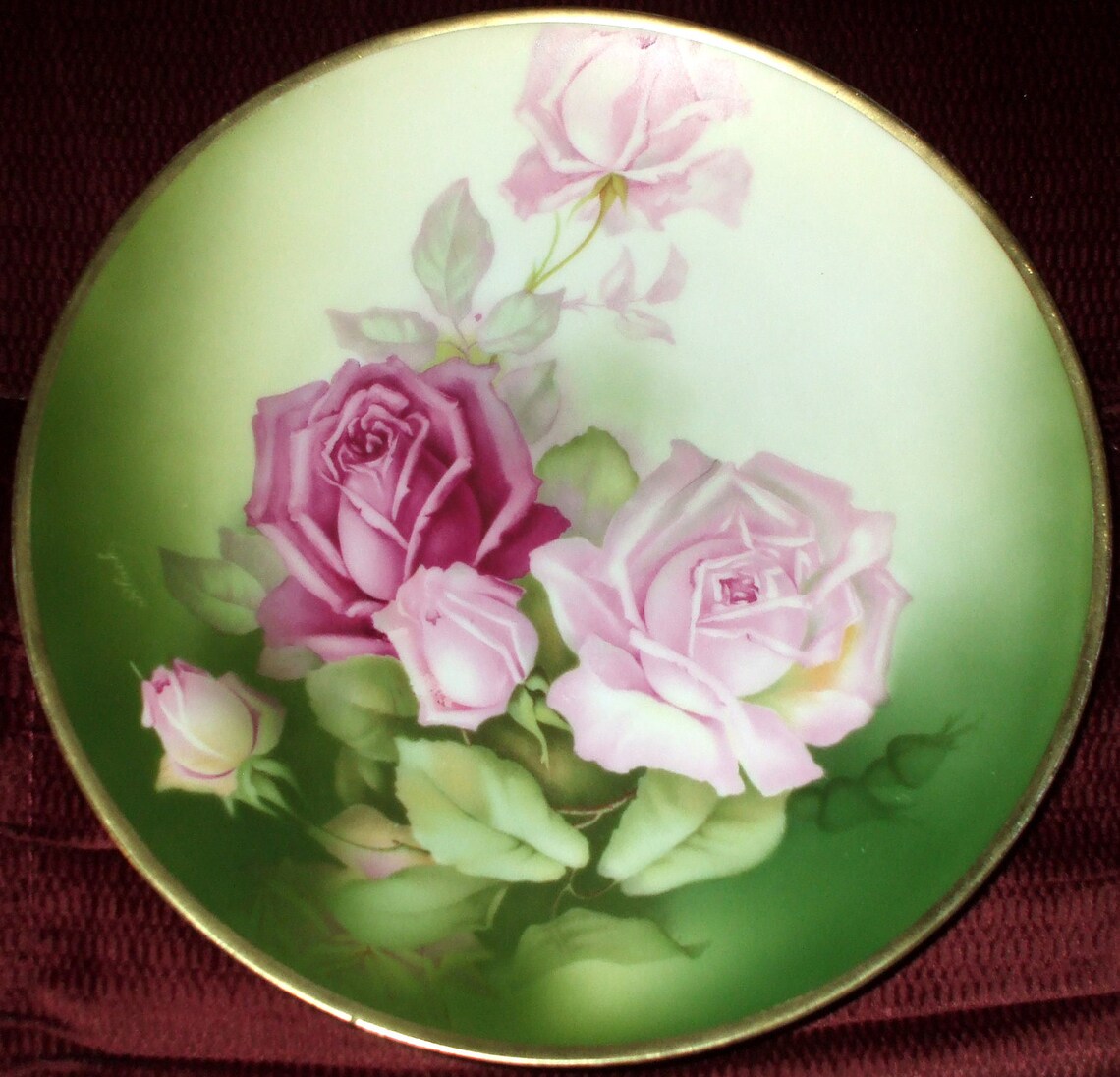 Antique Sevres Bavaria Plate Hand Painted Roses Signed Etsy