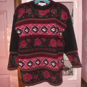 Casual Corner Vintage Sweater Knit Crochet Floral 1980/'s Women/'s Extra Large XL Rustic Retro Country