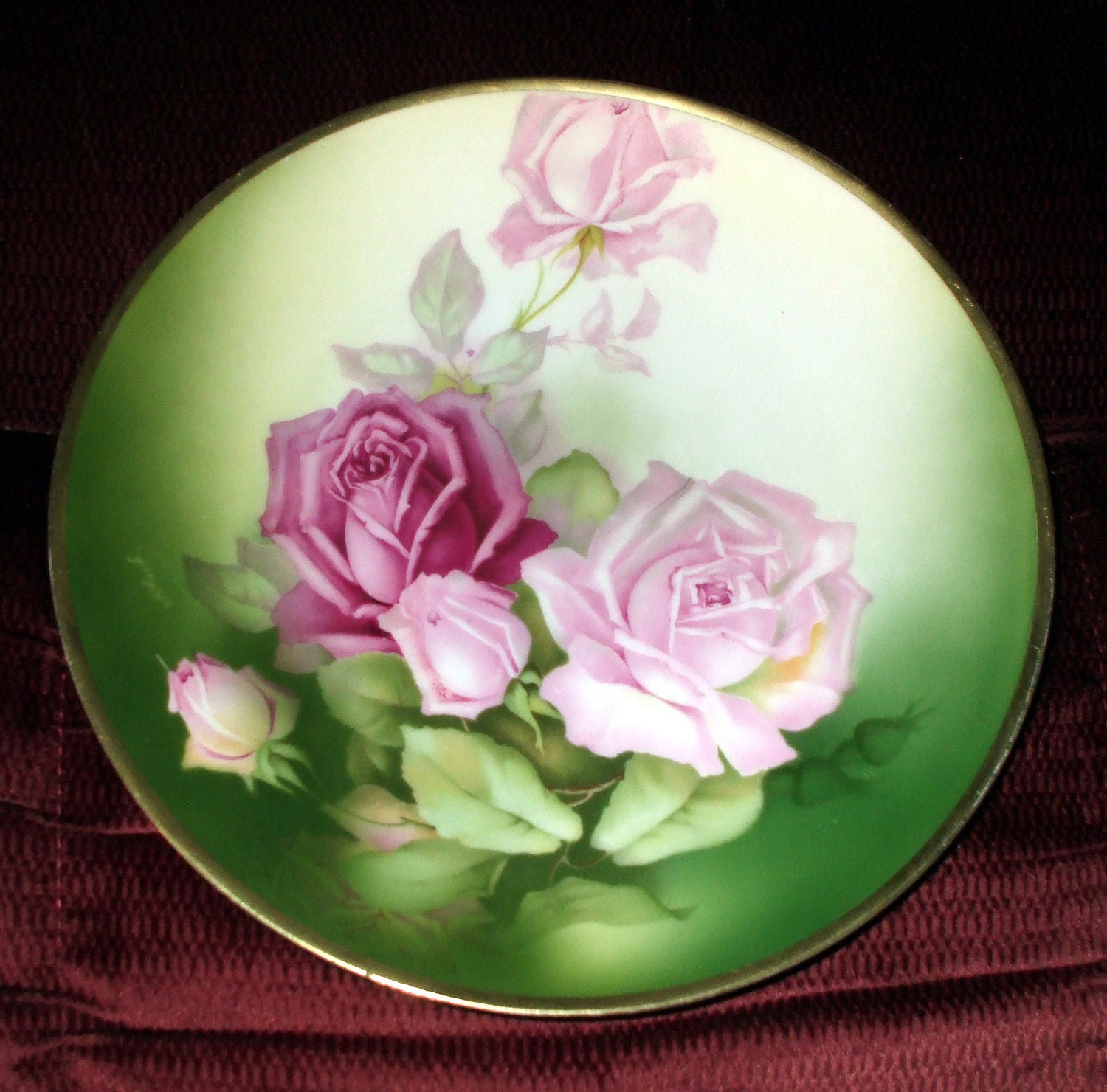 Antique Sevres Bavaria Plate Hand Painted Roses Signed Etsy