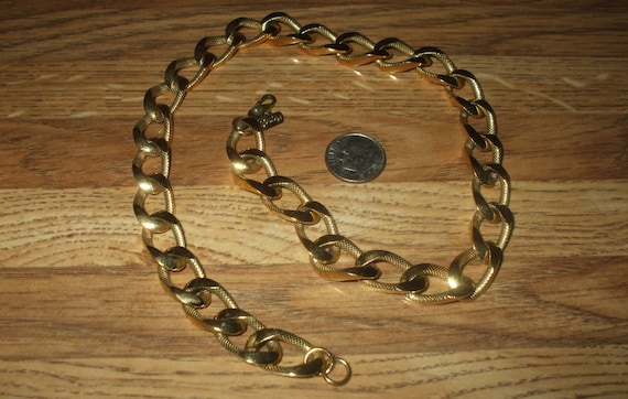 Vintage Monet Large Gold Chain Necklace Choker Si… - image 1