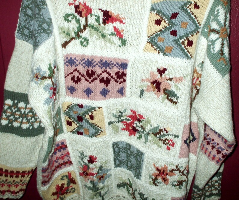 Casual Corner Vintage Sweater Knit Crochet Floral 1980/'s Women/'s Extra Large XL Rustic Retro Country
