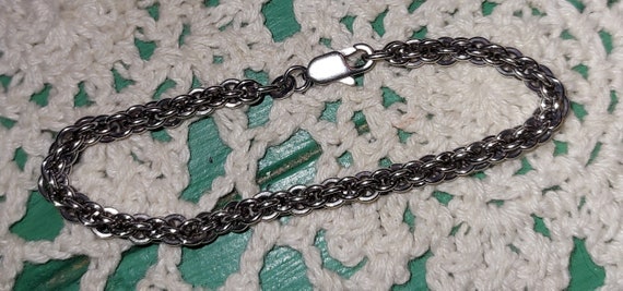 Sterling Silver Chain Link Bracelet 7 Inches Vint… - image 1