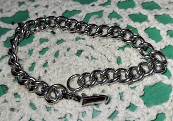 Vintage Sterling Silver Chain Link Bracelet 7 Inc… - image 1