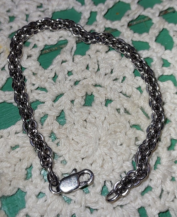 Sterling Silver Chain Link Bracelet 7 Inches Vint… - image 4