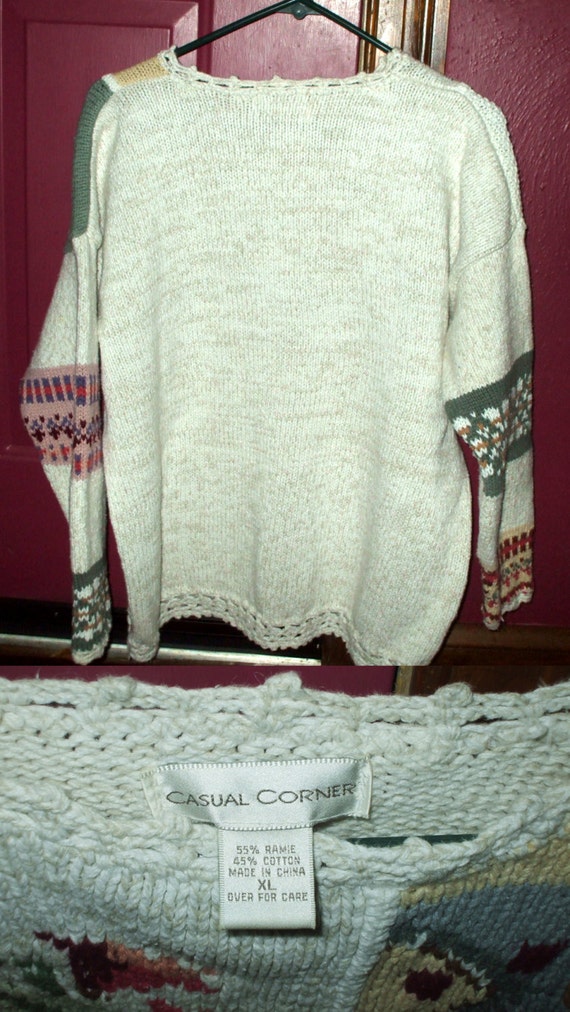 Casual Corner Vintage Sweater Knit Crochet Floral 1980/'s Women/'s Extra Large XL Rustic Retro Country