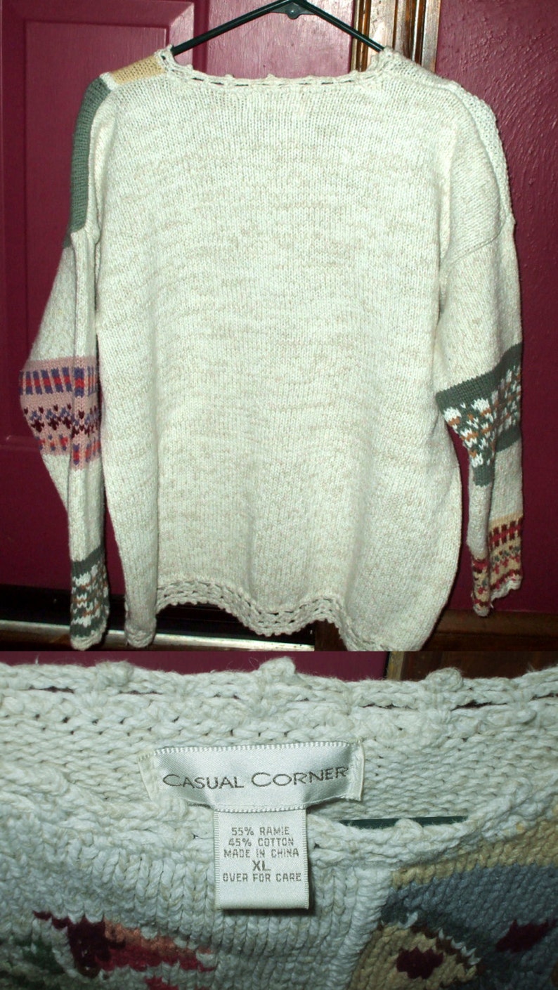 Casual Corner Vintage Sweater Knit Crochet Floral 1980/'s Women/'s Extra Large XL Rustic Retro Country