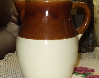 Pitcher Jug Roseville Robinson Ransbottom RRP Stoneware Pottery Vintage Brown Tan