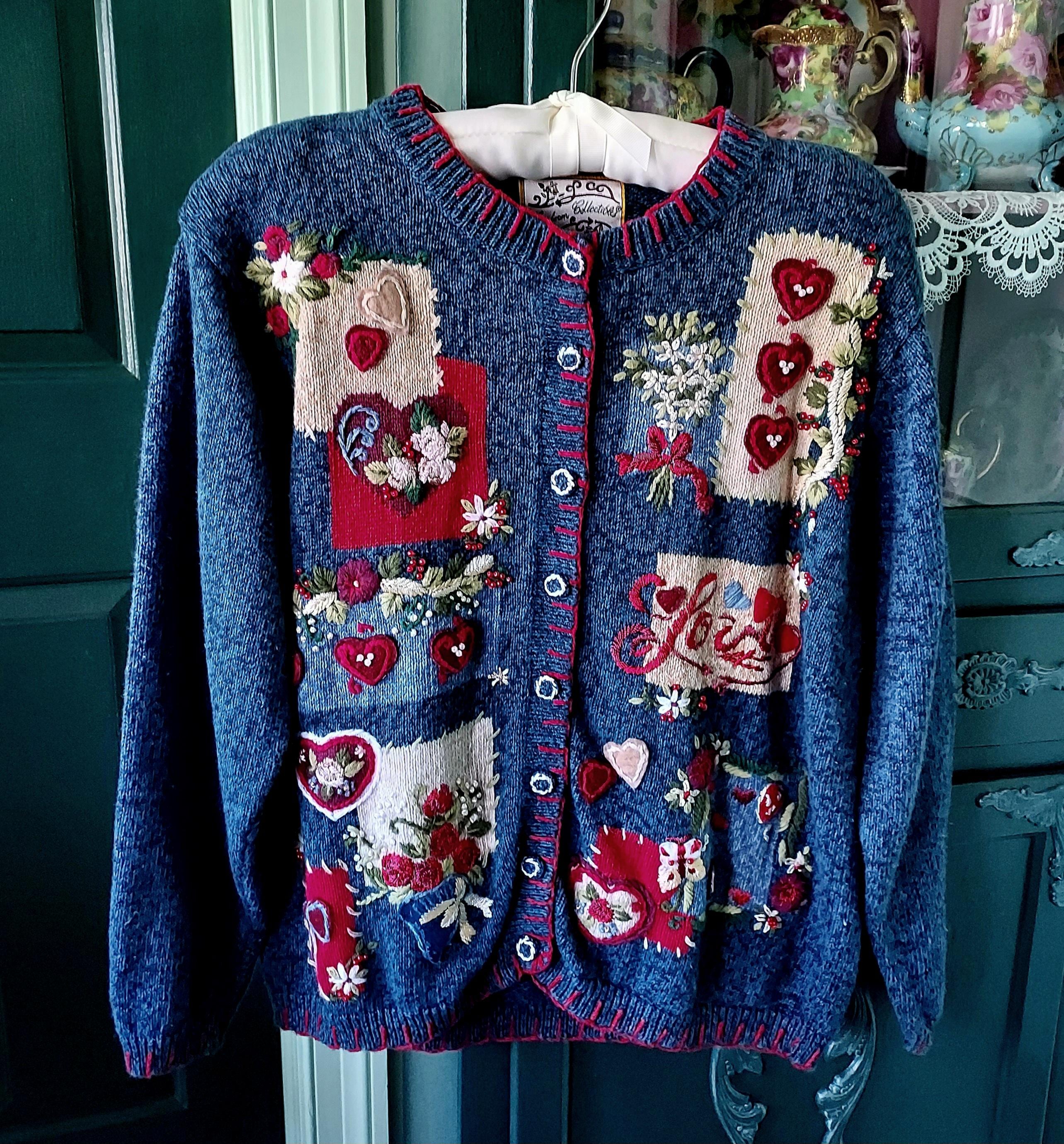 Heirloom Collectibles ビンテージ ニット クリスマス柄 Vintage Heirloom Collectibles Knit Christmas Cardigan Zip Up