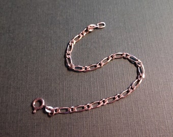 Dainty Vintage Sterling Silver Figaro Chain Bracelet 7 inches Italy 925 1980s