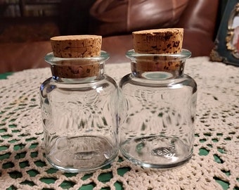 TCW CO. Glass Bottles With Corks Wheaton Company Vintage 3 1/2" Tall