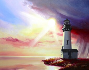 光、ラスティ・ラストによる28x36インチのキャンバスに描かれた油彩画。額装不要 / L-196